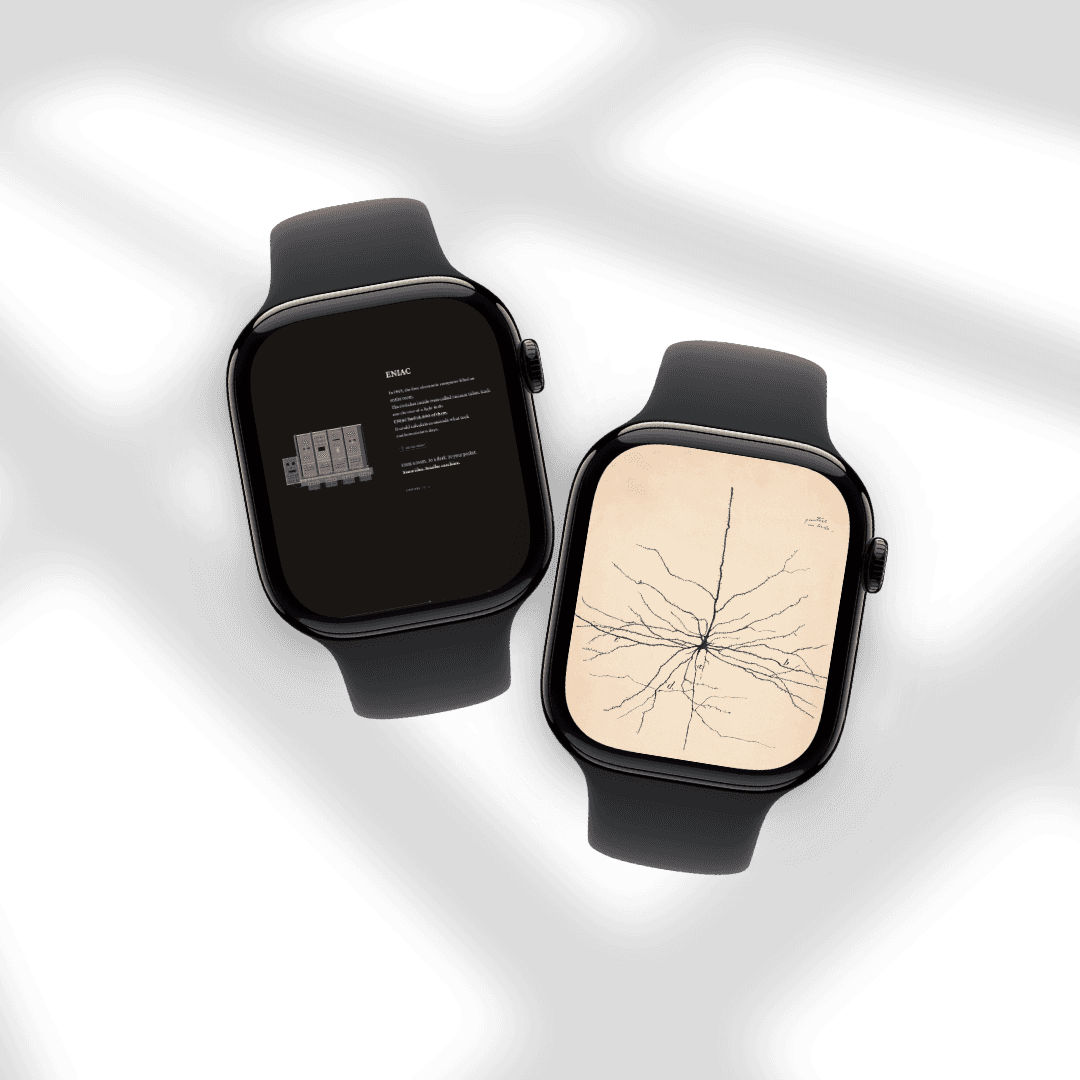 Two slides from Untangled shown on smartwatches